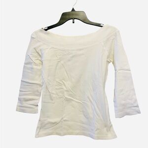 Old Navy White Boat Neck Off The Shoulder Perfect Fit T-shirt Top